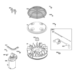Flywheel, Ignition, And Starter Group Diagram and Parts List for 295777-0116-01  Briggs and Stratton Engine